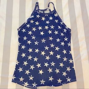 American Flag Star and Bow Tank Top Size S